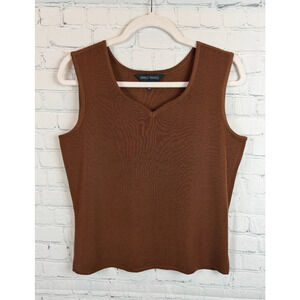 MING WANG cinnamon brown sleeveless knit tank top pullover S